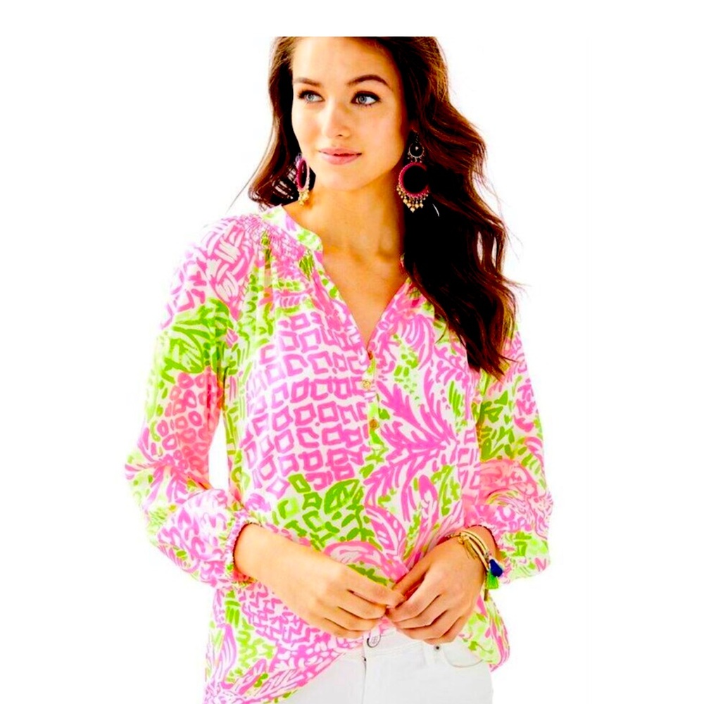 Lilly Pulitzer Silk Elsa Pineapple Print Top NWT